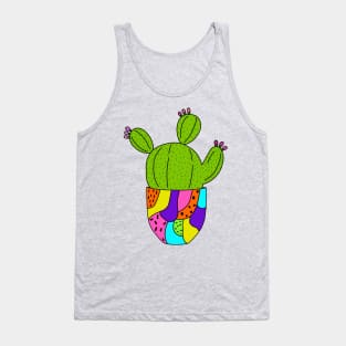 Cute Cactus Design #85: Super Colourful Cactus Pot Tank Top